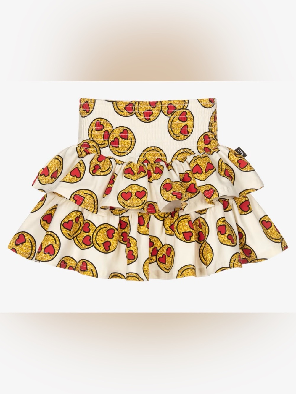 EUC Rock Your Kid Tier Skirt Smiley Face Heart Eyes 8